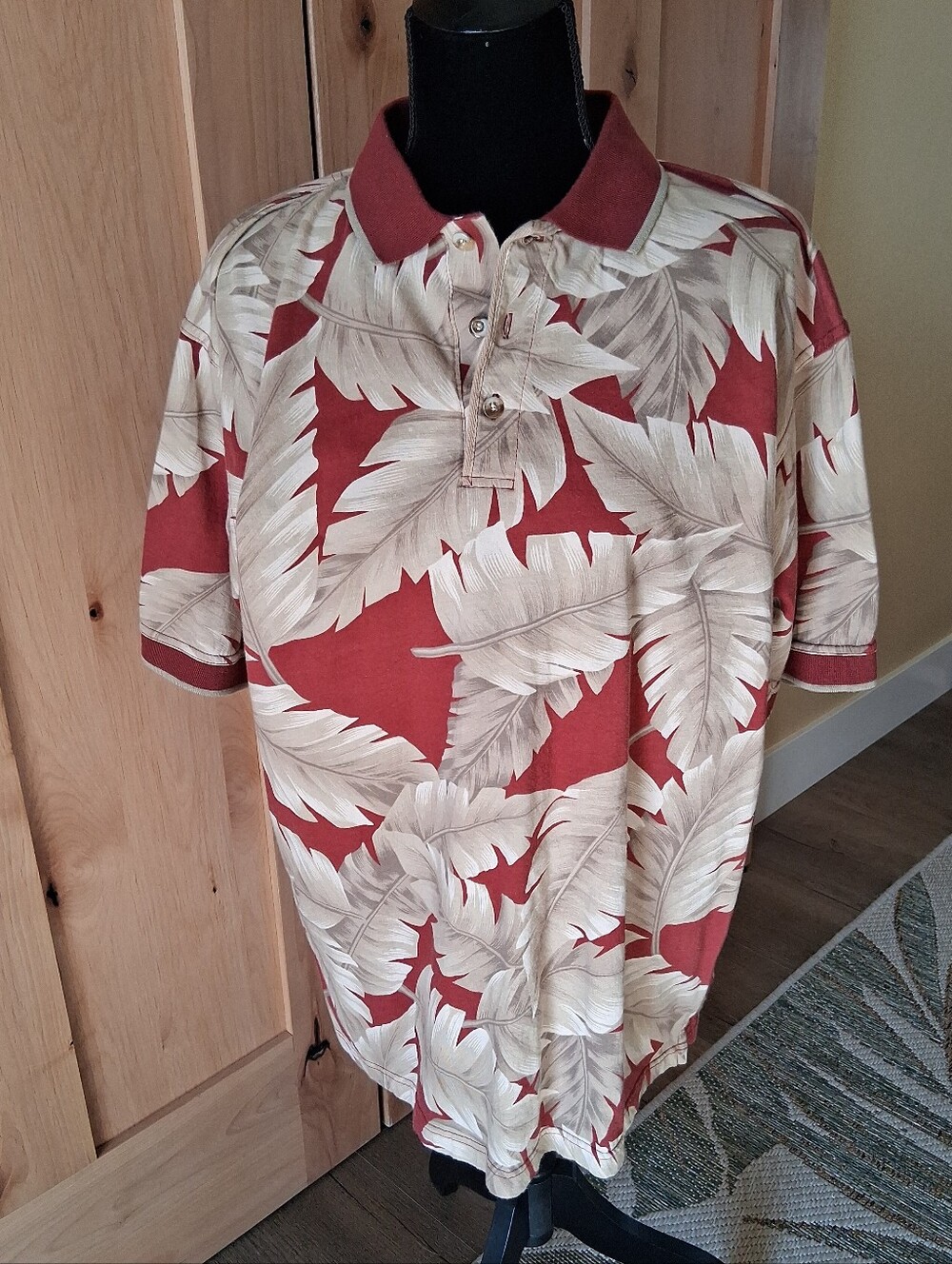Vintage Mens L Hibiscus Brand Hawaii Hawaiian Polo Shirt 100% Cotton 1990's-Y2K